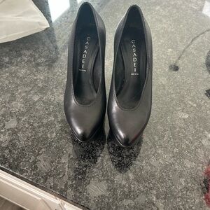 Casadei Black Leather Wedges